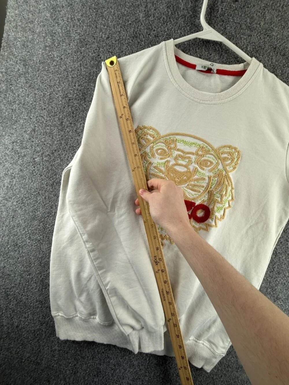KENZO Sweatshirt Pullover Graphic Print Long Sleeve White Tiger Logo Stretch - Picture 8 of 16